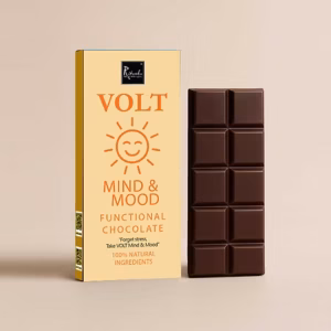 VOLT Mind & Mood – Vegane Schokolade mit Banane, Safran & Kakaonibs
