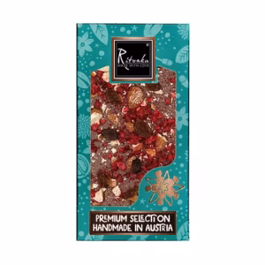 Premium Milchschokolade - Himbeeren, Rosinen, Mandeln 95g